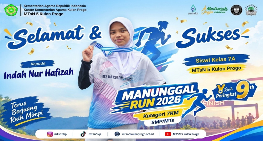 Gemilang di Hari Jadi Kulon Progo ke-75, Murid MTsN 5 Kulon Progo Finis Urutan ke-9 Manunggal Run 2026
