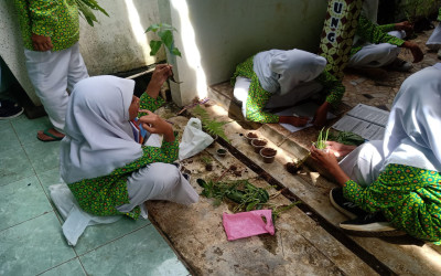 Amati Tumbuhan, Siswa Kelas 7 MTsN 5 Kulon Progo Belajar di Luar Kelas   